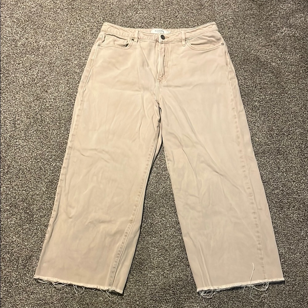 Hidden Tan Cropped Ankle Jeans with Wide-Leg Fit